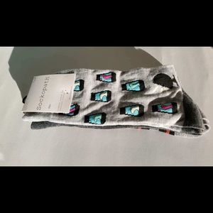 Sockopath 3 pack of men’s dress socks with kitschy lava lamps and stripes